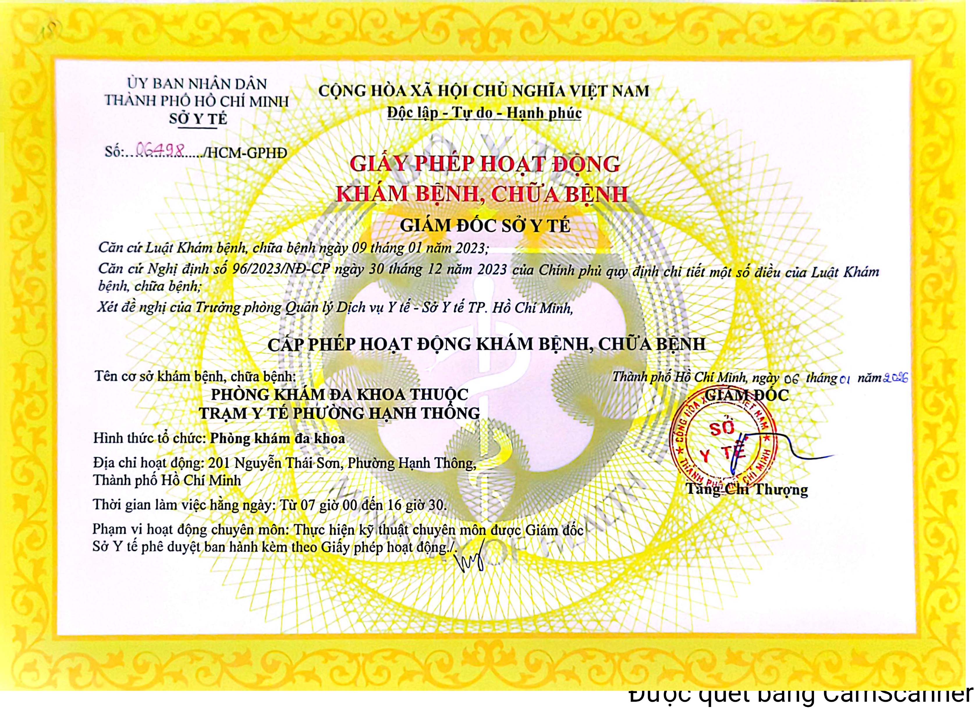 Giấy phép hoạt động PK NTS-1